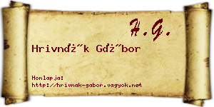 Hrivnák Gábor névjegykártya